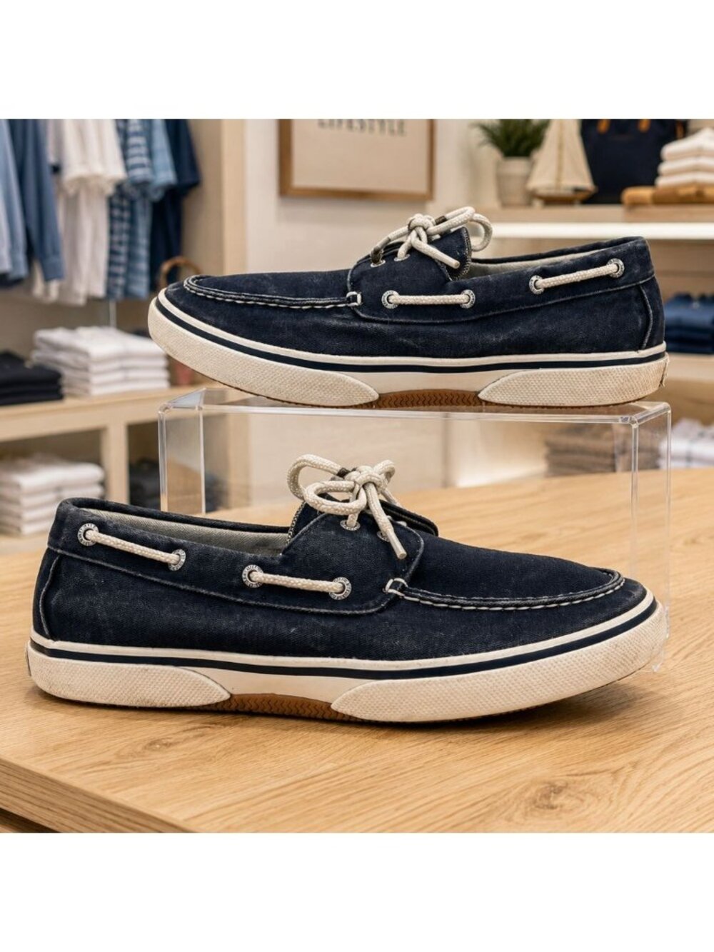Sperry Top-Sider Casual Boat Shoes Two Eye Canvas Blue 0777914 Mens Size 10.5 M
